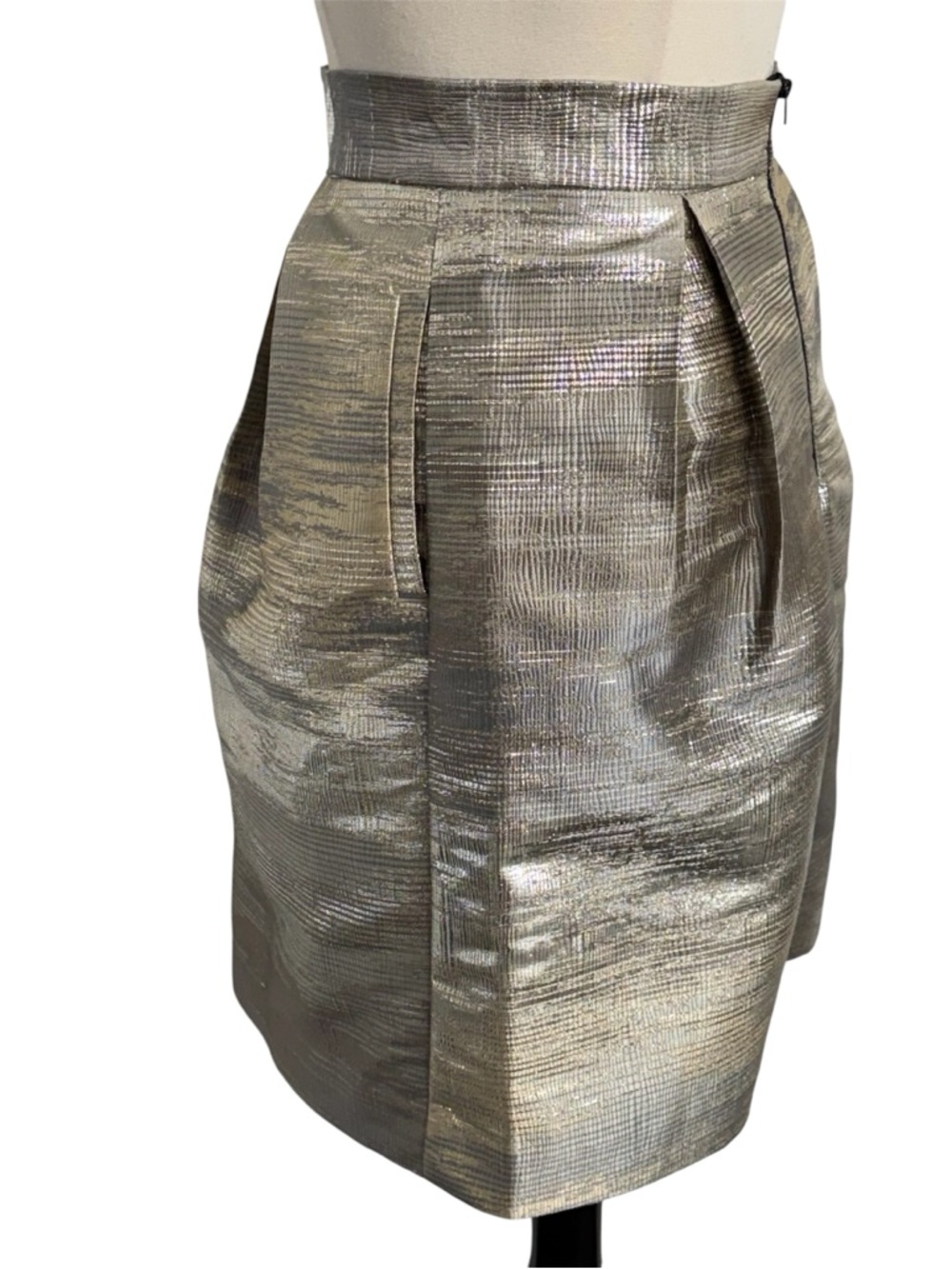 Simply Styled Petite Women's Jacquard A-Line Skirt, Metallic Gold&Silver Shimmer - Picture 4 of 7